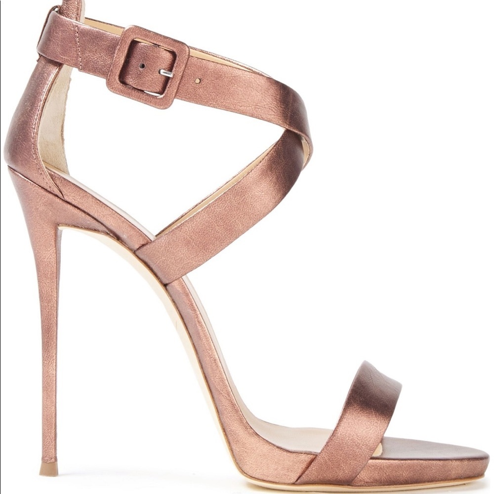Giuseppe Zanotti Metallic Pink Ankle Strap Stiletto Sandals Eu 39 / Us 8-8.5 Nwt